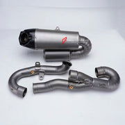 TITANIUM MOTORCYCLE EXHAUST SYSTEM for DUCATI PANIGALE V4 V4S 2025+

Set include:

2-1 Merge Collectors
Mid Pipe
Resonator
Link Pipes
Exhaust Slip On


Material: Titanium (can be made in Stainless Steel)

NOTE:&nbsp;Professional installation is required.

FEATURES:

Engineered Digital prototyping using 3D CAD design software, each car model chassis has been 3D laser scanned in the factor
Factory run all test cars on Italian 1200HP Dyno machine, to make the best performance design of exhaust
CNC bending mach