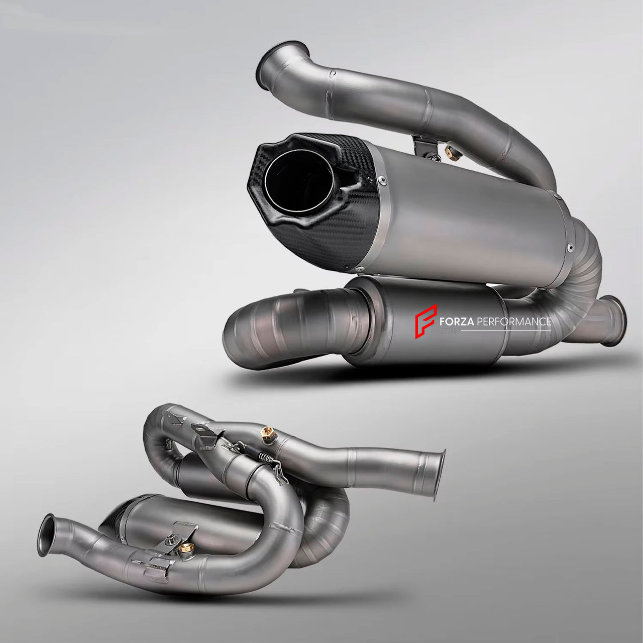 TITANIUM MOTORCYCLE EXHAUST SYSTEM for DUCATI PANIGALE V4 V4S 2025+

Set include:

2-1 Merge Collectors
Mid Pipe
Resonator
Link Pipes
Exhaust Slip On


Material: Titanium (can be made in Stainless Steel)

NOTE:&nbsp;Professional installation is required.

FEATURES:

Engineered Digital prototyping using 3D CAD design software, each car model chassis has been 3D laser scanned in the factor
Factory run all test cars on Italian 1200HP Dyno machine, to make the best performance design of exhaust
CNC bending mach