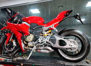 TITANIUM MOTORCYCLE EXHAUST SYSTEM for DUCATI PANIGALE V4 V4S 2025+ custom fit ARROW EXHAUST

Set include:

2-1 Merge Collectors
Mid Pipe
Resonator
Link Pipes
Exhaust Slip On
Material: Titanium (can be made in Stainless Steel)

NOTE: Professional installation is required.

FEATURES:

Engineered Digital prototyping using 3D CAD design software, each car model chassis has been 3D laser scanned in the factor
Factory run all test cars on Italian 1200HP Dyno machine, to make the best performance design of exhaus