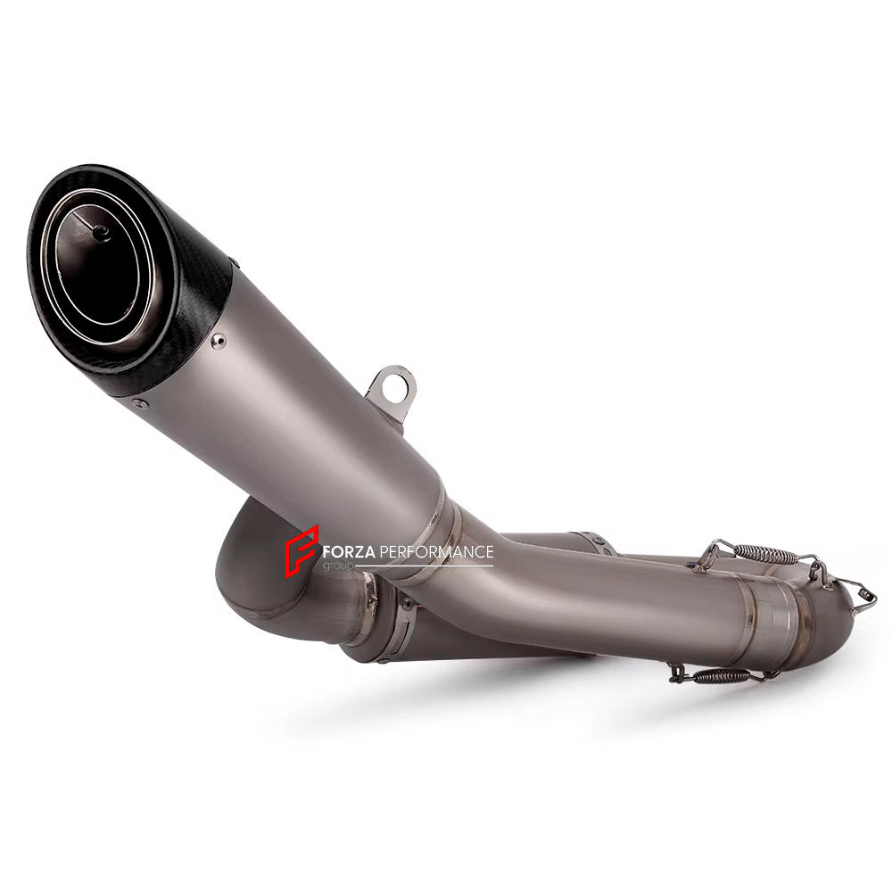 TITANIUM MOTORCYCLE EXHAUST SYSTEM for DUCATI STREETFIGHTER V2 2020+

Set include:

Resonator
Mid Pipe
Exhaust Slip On


Material: Titanium (can be made in Stainless Steel)

NOTE: Professional installation is required.

FEATURES:

Engineered Digital prototyping using 3D CAD design software, each car model chassis has been 3D laser scanned in the factor
Factory run all test cars on Italian 1200HP Dyno machine, to make the best performance design of exhaust
CNC bending machine accurately bends the tube accord