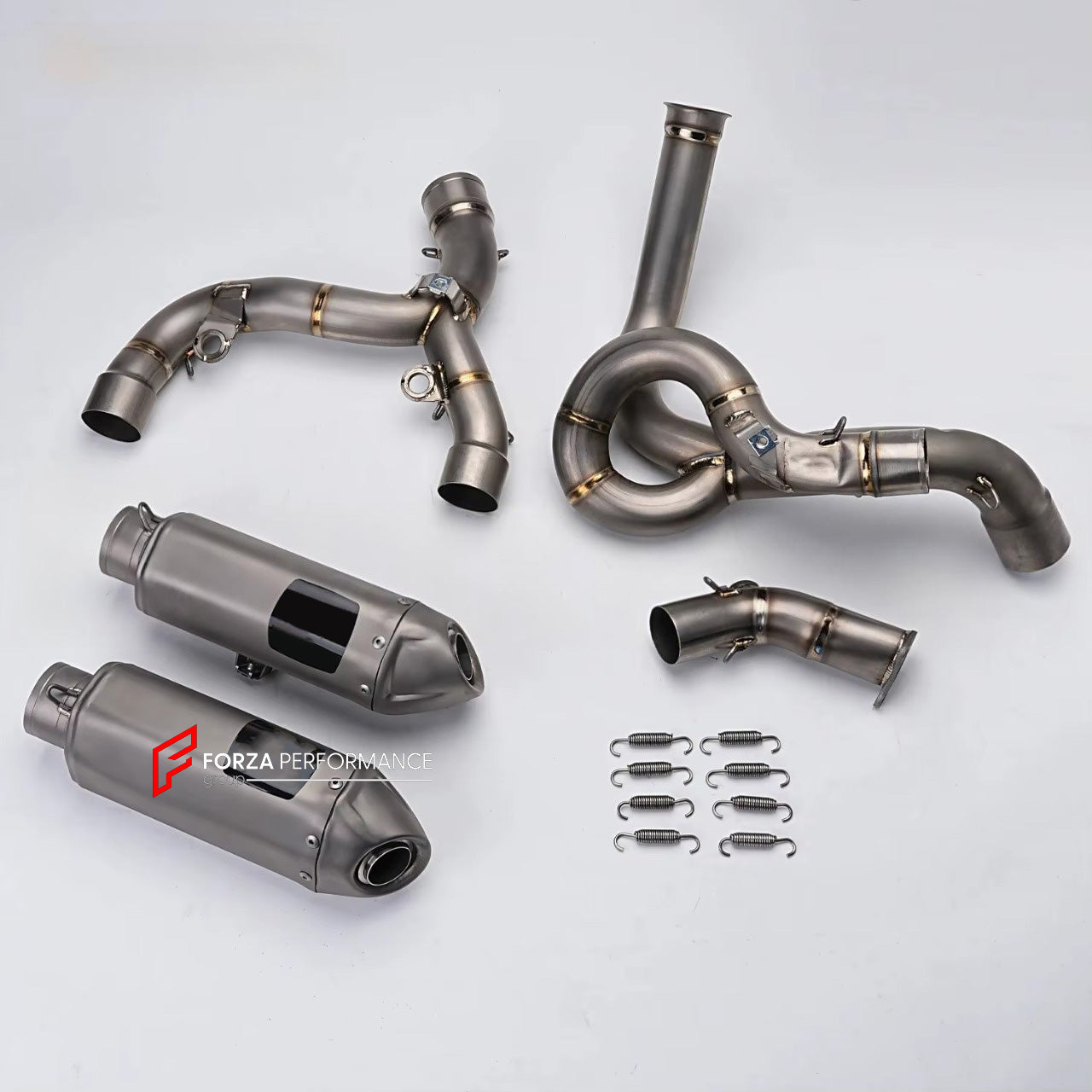 TITANIUM MOTORCYCLE EXHAUST SYSTEM for DUCATI STREETFIGHTER V2 V2S 2025+

Set include:

Header
2-1 Merge Collectors
Mid Pipe
Link Pipes
Exhaust Slip Ons

Heat Protection

Material: Titanium (can be made in Stainless Steel)

NOTE: Professional installation is required.

FEATURES:

Engineered Digital prototyping using 3D CAD design software, each car model chassis has been 3D laser scanned in the factor
Factory run all test cars on Italian 1200HP Dyno machine, to make the best performance design of exhaust
CN
