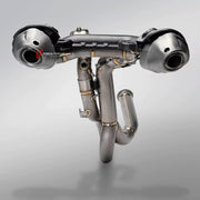 TITANIUM MOTORCYCLE EXHAUST SYSTEM for DUCATI STREETFIGHTER V2 V2S 2025+

Set include:

Header
2-1 Merge Collectors
Mid Pipe
Link Pipes
Exhaust Slip Ons

Heat Protection

Material: Titanium (can be made in Stainless Steel)

NOTE: Professional installation is required.

FEATURES:

Engineered Digital prototyping using 3D CAD design software, each car model chassis has been 3D laser scanned in the factor
Factory run all test cars on Italian 1200HP Dyno machine, to make the best performance design of exhaust
CN