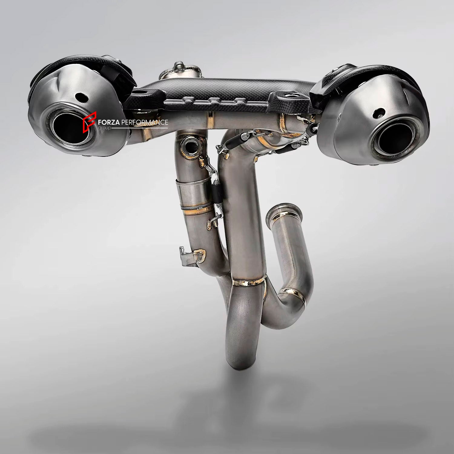 TITANIUM MOTORCYCLE EXHAUST SYSTEM for DUCATI STREETFIGHTER V2 V2S 2025+

Set include:

Header
2-1 Merge Collectors
Mid Pipe
Link Pipes
Exhaust Slip Ons

Heat Protection

Material: Titanium (can be made in Stainless Steel)

NOTE: Professional installation is required.

FEATURES:

Engineered Digital prototyping using 3D CAD design software, each car model chassis has been 3D laser scanned in the factor
Factory run all test cars on Italian 1200HP Dyno machine, to make the best performance design of exhaust
CN