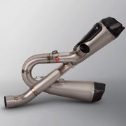 TITANIUM MOTORCYCLE EXHAUST SYSTEM for DUCATI STREETFIGHTER V4 / V4 SP

Set include:

Header
Link Pipes
Exhaust Mufler


Material: Titanium (can be made in Stainless Steel)

NOTE: Professional installation is required.

FEATURES:

Engineered Digital prototyping using 3D CAD design software, each car model chassis has been 3D laser scanned in the factor
Factory run all test cars on Italian 1200HP Dyno machine, to make the best performance design of exhaust
CNC bending machine accurately bends the tube accord