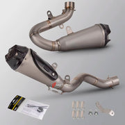 TITANIUM MOTORCYCLE EXHAUST SYSTEM for DUCATI STREETFIGHTER V4 / V4 SP

Set include:

Header
Link Pipes
Exhaust Mufler


Material: Titanium (can be made in Stainless Steel)

NOTE: Professional installation is required.

FEATURES:

Engineered Digital prototyping using 3D CAD design software, each car model chassis has been 3D laser scanned in the factor
Factory run all test cars on Italian 1200HP Dyno machine, to make the best performance design of exhaust
CNC bending machine accurately bends the tube accord