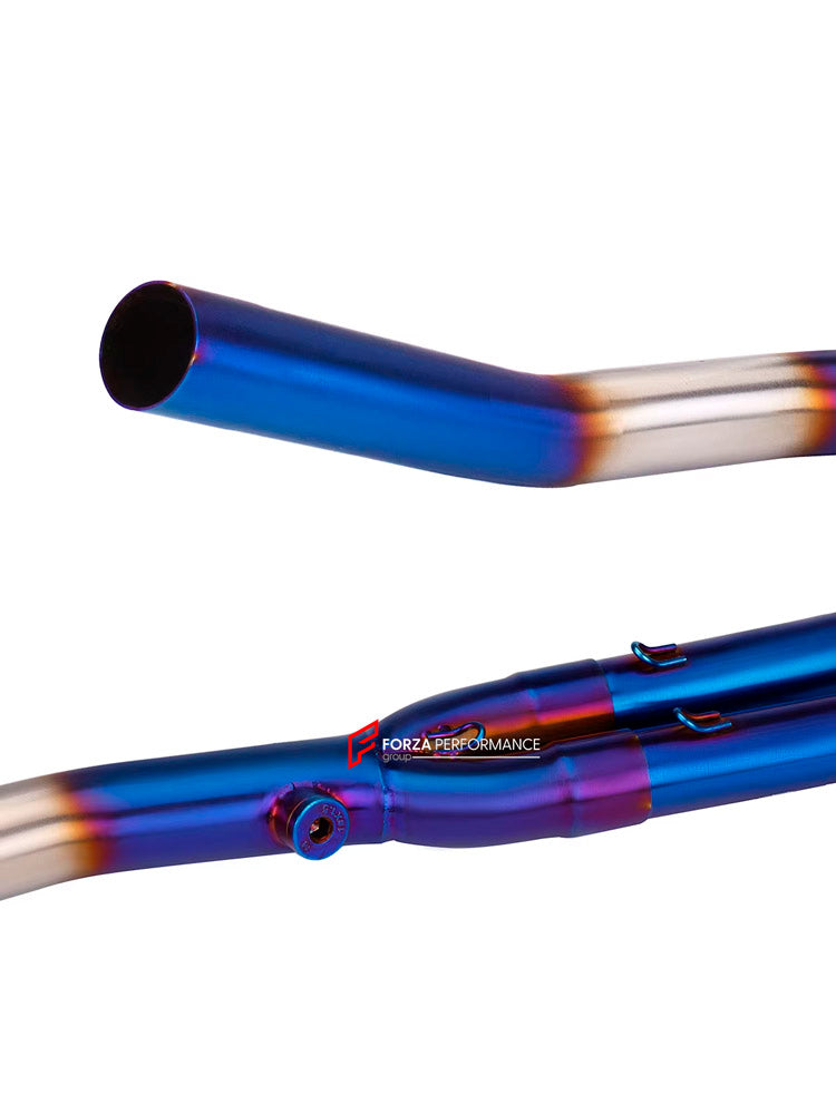TITANIUM MOTORCYCLE EXHAUST SYSTEM for KAWASAKI NINJA 400 Z400 2018 - 2023

Set include:

Header
2-1 Merge Collector
Mid Pipe

Aprox Weight: 2.5 kg (5.51 lbs)

Material: Titanium (can be made in Stainless Steel)

NOTE:&nbsp;Professional installation is required.

FEATURES:

Engineered Digital prototyping using 3D CAD design software, each car model chassis has been 3D laser scanned in the factor
Factory run all test cars on Italian 1200HP Dyno machine, to make the best performance design of exhaust
CNC bend