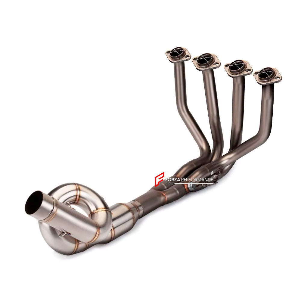 TITANIUM MOTORCYCLE EXHAUST SYSTEM for KAWASAKI Z800 Z750

Set include:

Header
4-1 Merge Collector
Mid Pipe (2 options)

Aprox Weight: 4 kg (8.81 lbs)

Material: Titanium (can be made in Stainless Steel)

NOTE:&nbsp;Professional installation is required.

FEATURES:

Engineered Digital prototyping using 3D CAD design software, each car model chassis has been 3D laser scanned in the factor
Factory run all test cars on Italian 1200HP Dyno machine, to make the best performance design of exhaust
CNC bending mac