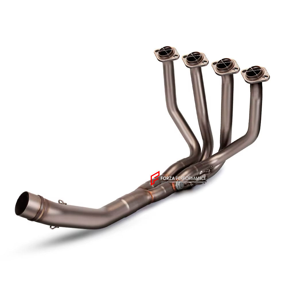 TITANIUM MOTORCYCLE EXHAUST SYSTEM for KAWASAKI Z800 Z750

Set include:

Header
4-1 Merge Collector
Mid Pipe (2 options)

Aprox Weight: 4 kg (8.81 lbs)

Material: Titanium (can be made in Stainless Steel)

NOTE:&nbsp;Professional installation is required.

FEATURES:

Engineered Digital prototyping using 3D CAD design software, each car model chassis has been 3D laser scanned in the factor
Factory run all test cars on Italian 1200HP Dyno machine, to make the best performance design of exhaust
CNC bending mac