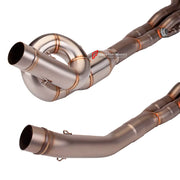 TITANIUM MOTORCYCLE EXHAUST SYSTEM for KAWASAKI Z800 Z750

Set include:

Header
4-1 Merge Collector
Mid Pipe (2 options)

Aprox Weight: 4 kg (8.81 lbs)

Material: Titanium (can be made in Stainless Steel)

NOTE:&nbsp;Professional installation is required.

FEATURES:

Engineered Digital prototyping using 3D CAD design software, each car model chassis has been 3D laser scanned in the factor
Factory run all test cars on Italian 1200HP Dyno machine, to make the best performance design of exhaust
CNC bending mac