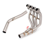 TITANIUM MOTORCYCLE EXHAUST SYSTEM for KAWASAKI ZX-4R ZX-4RR

Set include:

Header
4-1 Merge Collector

Mid pipe

Material: Titanium (can be made in Stainless Steel)

NOTE:&nbsp;Professional installation is required.

FEATURES:

Engineered Digital prototyping using 3D CAD design software, each car model chassis has been 3D laser scanned in the factor
Factory run all test cars on Italian 1200HP Dyno machine, to make the best performance design of exhaust
CNC bending machine accurately bends the tube accordin