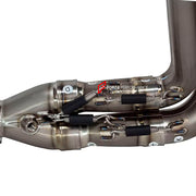 TITANIUM MOTORCYCLE EXHAUST SYSTEM for KAWASAKI ZX-4R ZX-4RR

Set include:

Header
4-1 Merge Collector
Mid Pipe

Aprox Weight: 5 kg (11 lbs)

Material: Titanium (can be made in Stainless Steel)

NOTE:&nbsp;Professional installation is required.

FEATURES:

Engineered Digital prototyping using 3D CAD design software, each car model chassis has been 3D laser scanned in the factor
Factory run all test cars on Italian 1200HP Dyno machine, to make the best performance design of exhaust
CNC bending machine accura