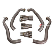 TITANIUM MOTORCYCLE EXHAUST SYSTEM for KAWASAKI ZX-6R 2021+

Set include:

Header
4-1 Merge Collector
Mid Pipe

Material: Titanium (can be made in Stainless Steel)

NOTE: Professional installation is required.

FEATURES:

Engineered Digital prototyping using 3D CAD design software, each car model chassis has been 3D laser scanned in the factor
Factory run all test cars on Italian 1200HP Dyno machine, to make the best performance design of exhaust
CNC bending machine accurately bends the tube according to th