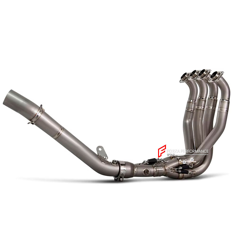 TITANIUM MOTORCYCLE EXHAUST SYSTEM for KAWASAKI ZX-6R 2021+

Set include:

Header
4-1 Merge Collector
Mid Pipe

Material: Titanium (can be made in Stainless Steel)

NOTE: Professional installation is required.

FEATURES:

Engineered Digital prototyping using 3D CAD design software, each car model chassis has been 3D laser scanned in the factor
Factory run all test cars on Italian 1200HP Dyno machine, to make the best performance design of exhaust
CNC bending machine accurately bends the tube according to th