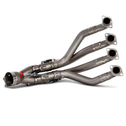TITANIUM MOTORCYCLE EXHAUST SYSTEM for KAWASAKI ZX-6R 2021+

Set include:

Header
4-1 Merge Collector
Mid Pipe

Material: Titanium (can be made in Stainless Steel)

NOTE: Professional installation is required.

FEATURES:

Engineered Digital prototyping using 3D CAD design software, each car model chassis has been 3D laser scanned in the factor
Factory run all test cars on Italian 1200HP Dyno machine, to make the best performance design of exhaust
CNC bending machine accurately bends the tube according to th