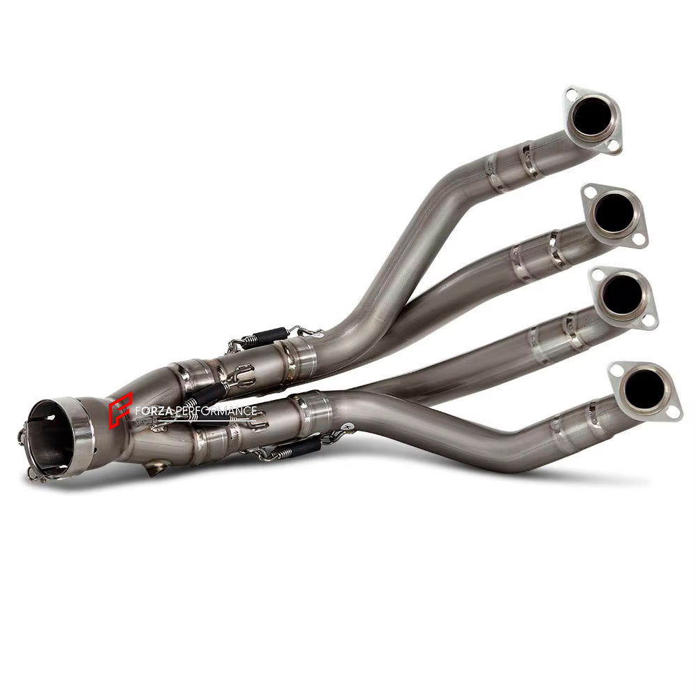 TITANIUM MOTORCYCLE EXHAUST SYSTEM for KAWASAKI ZX-6R 2021+

Set include:

Header
4-1 Merge Collector
Mid Pipe

Material: Titanium (can be made in Stainless Steel)

NOTE: Professional installation is required.

FEATURES:

Engineered Digital prototyping using 3D CAD design software, each car model chassis has been 3D laser scanned in the factor
Factory run all test cars on Italian 1200HP Dyno machine, to make the best performance design of exhaust
CNC bending machine accurately bends the tube according to th