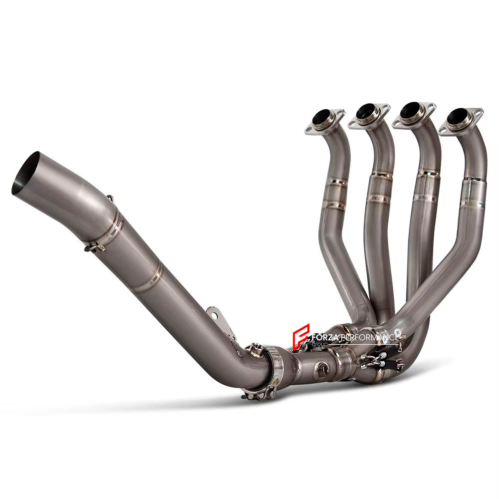 TITANIUM MOTORCYCLE EXHAUST SYSTEM for KAWASAKI ZX-6R 2021+

Set include:

Header
4-1 Merge Collector
Mid Pipe

Material: Titanium (can be made in Stainless Steel)

NOTE: Professional installation is required.

FEATURES:

Engineered Digital prototyping using 3D CAD design software, each car model chassis has been 3D laser scanned in the factor
Factory run all test cars on Italian 1200HP Dyno machine, to make the best performance design of exhaust
CNC bending machine accurately bends the tube according to th