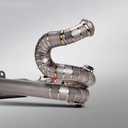 TITANIUM MOTORCYCLE EXHAUST SYSTEM for KTM DUKE SUPER DUKE 1290 1390

Set include:

Header
2-1 Merge Collector

Resonator
Mid pipe

Link Pipe
Exhaust Slip Ons

Material: Titanium (can be made in Stainless Steel)

NOTE:&nbsp;Professional installation is required.

FEATURES:

Engineered Digital prototyping using 3D CAD design software, each car model chassis has been 3D laser scanned in the factor
Factory run all test cars on Italian 1200HP Dyno machine, to make the best performance design of exhaust
CNC bend