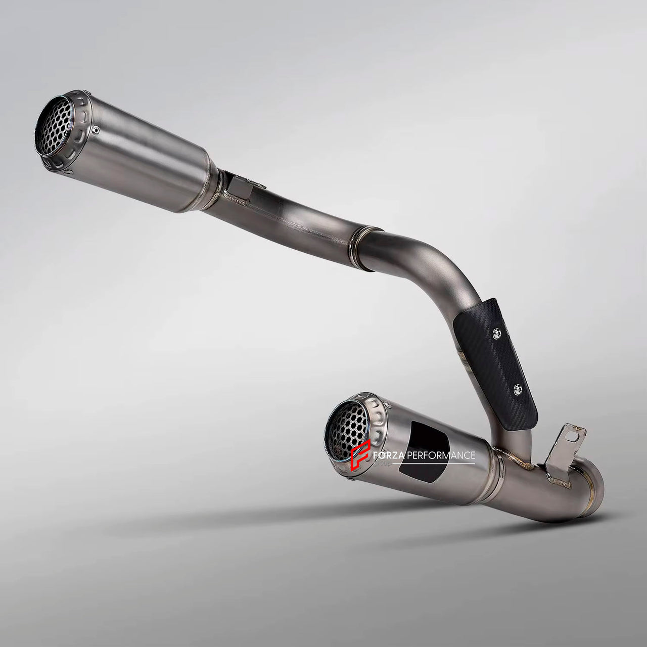 TITANIUM MOTORCYCLE EXHAUST SYSTEM for KTM DUKE SUPER DUKE 1290 1390
Set include:
Header
2-1 Merge Collector
Resonator
Mid pipe
Link Pipe
Exhaust Slip Ons
Material: Titanium (can be made in Stainless Steel)
NOTE: Professional installation is required.
FEATURES:
Engineered Digital prototyping using 3D CAD design software, each car model chassis has been 3D laser scanned in the factor
Factory run all test cars on Italian 1200HP Dyno machine, to make the best performance design of exhaust
CNC bend