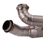 TITANIUM MOTORCYCLE EXHAUST SYSTEM for KTM DUKE SUPER DUKE 1290

Set include:

Header
2-1 Merge Collector

Resonator
Mid pipe


Material: Titanium (can be made in Stainless Steel)

NOTE: Professional installation is required.

FEATURES:

Engineered Digital prototyping using 3D CAD design software, each car model chassis has been 3D laser scanned in the factor
Factory run all test cars on Italian 1200HP Dyno machine, to make the best performance design of exhaust
CNC bending machine accurately bends the tube