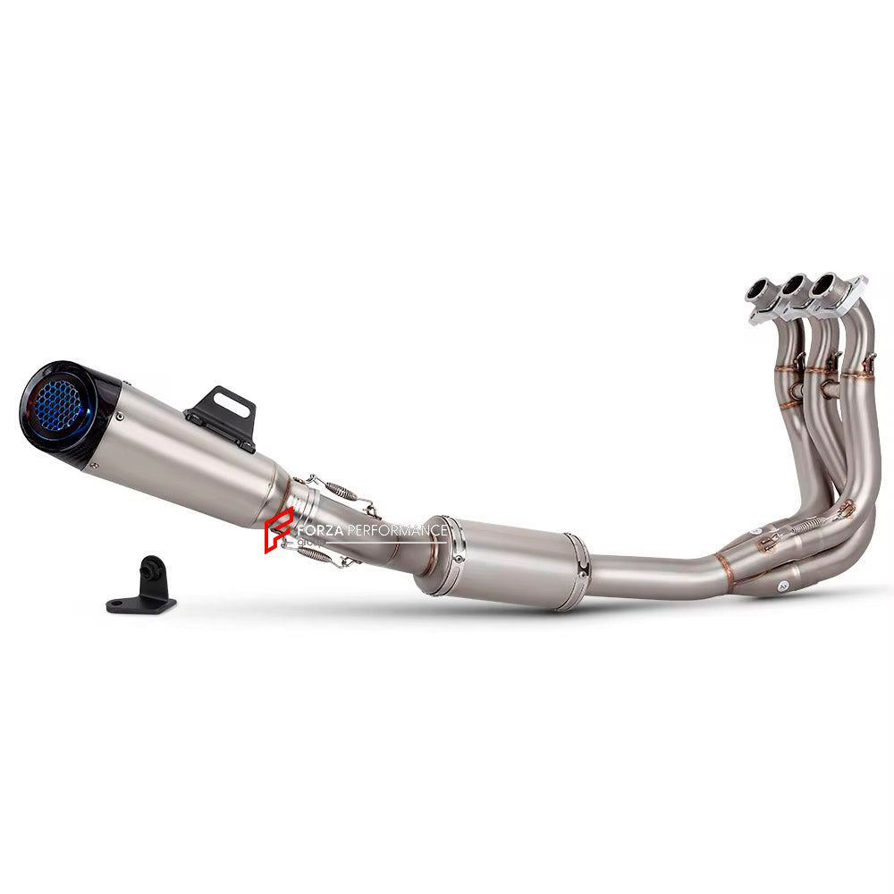 TITANIUM MOTORCYCLE EXHAUST SYSTEM for TRIUMPH TRIDENT 660 2020+

Set include:

Header
3-1 Merge Collector

Resonator
Mid pipe
Slip - On

Material: Titanium (can be made in Stainless Steel)

NOTE:&nbsp;Professional installation is required.

FEATURES:

Engineered Digital prototyping using 3D CAD design software, each car model chassis has been 3D laser scanned in the factor
Factory run all test cars on Italian 1200HP Dyno machine, to make the best performance design of exhaust
CNC bending machine accurately