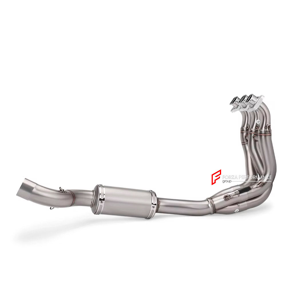 TITANIUM MOTORCYCLE EXHAUST SYSTEM for TRIUMPH TRIDENT 660 2020+

Set include:

Header
3-1 Merge Collector

Resonator
Mid pipe
Slip - On

Material: Titanium (can be made in Stainless Steel)

NOTE:&nbsp;Professional installation is required.

FEATURES:

Engineered Digital prototyping using 3D CAD design software, each car model chassis has been 3D laser scanned in the factor
Factory run all test cars on Italian 1200HP Dyno machine, to make the best performance design of exhaust
CNC bending machine accurately