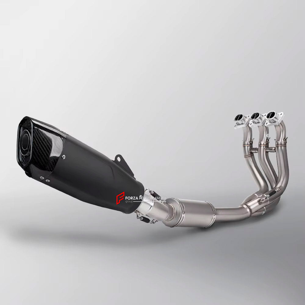 TITANIUM MOTORCYCLE EXHAUST SYSTEM for TRIUMPH TRIDENT 660 2020+

Set include:

Header
3-1 Merge Collector

Resonator
Mid pipe
Slip - On

Material: Titanium (can be made in Stainless Steel)

NOTE:&nbsp;Professional installation is required.

FEATURES:

Engineered Digital prototyping using 3D CAD design software, each car model chassis has been 3D laser scanned in the factor
Factory run all test cars on Italian 1200HP Dyno machine, to make the best performance design of exhaust
CNC bending machine accurately