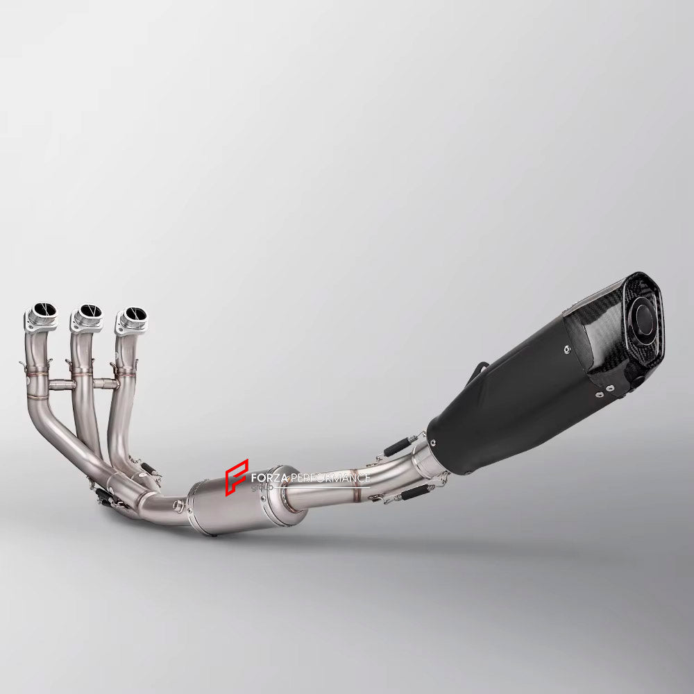 TITANIUM MOTORCYCLE EXHAUST SYSTEM for TRIUMPH TRIDENT 660 2020+

Set include:

Header
3-1 Merge Collector

Resonator
Mid pipe
Slip - On

Material: Titanium (can be made in Stainless Steel)

NOTE:&nbsp;Professional installation is required.

FEATURES:

Engineered Digital prototyping using 3D CAD design software, each car model chassis has been 3D laser scanned in the factor
Factory run all test cars on Italian 1200HP Dyno machine, to make the best performance design of exhaust
CNC bending machine accurately