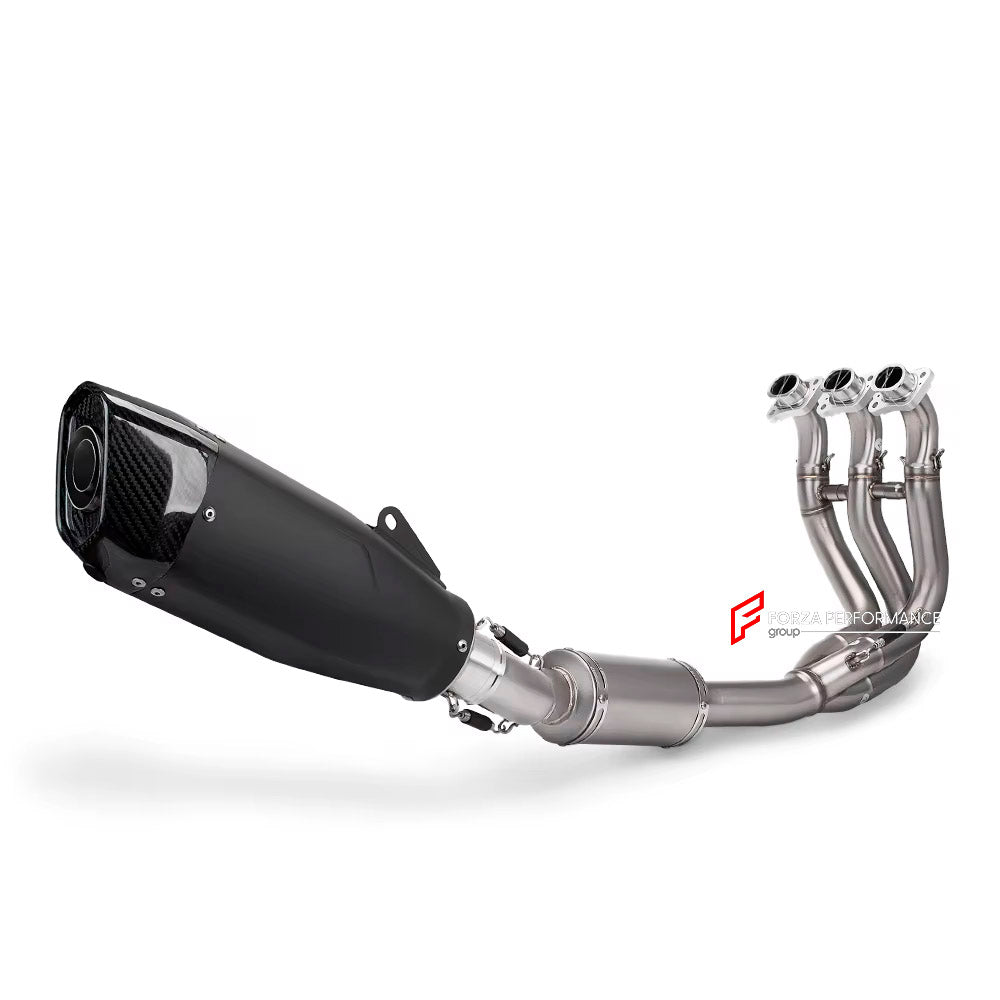 TITANIUM MOTORCYCLE EXHAUST SYSTEM for TRIUMPH TRIDENT 660 2020+

Set include:

Header
3-1 Merge Collector

Resonator
Mid pipe
Slip - On

Material: Titanium (can be made in Stainless Steel)

NOTE:&nbsp;Professional installation is required.

FEATURES:

Engineered Digital prototyping using 3D CAD design software, each car model chassis has been 3D laser scanned in the factor
Factory run all test cars on Italian 1200HP Dyno machine, to make the best performance design of exhaust
CNC bending machine accurately