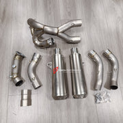 TITANIUM MOTORCYCLE HALF EXHAUST SYSTEM for DUCATI SUPERSPORT 950 950S 2021+

Set include:

Mid Pipe
Link Pipe
Exhaust Slip Ons
Bracket
Material: Titanium + Stainless Steel

NOTE: Professional installation is required.

FEATURES:

Engineered Digital prototyping using 3D CAD design software, each car model chassis has been 3D laser scanned in the factor
Factory run all test cars on Italian 1200HP Dyno machine, to make the best performance design of exhaust
CNC bending machine accurately bends the tube accord