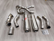 TITANIUM MOTORCYCLE HALF EXHAUST SYSTEM for DUCATI SUPERSPORT 950 950S 2021+

Set include:

Mid Pipe
Link Pipe
Exhaust Slip Ons
Bracket
Material: Titanium + Stainless Steel

NOTE: Professional installation is required.

FEATURES:

Engineered Digital prototyping using 3D CAD design software, each car model chassis has been 3D laser scanned in the factor
Factory run all test cars on Italian 1200HP Dyno machine, to make the best performance design of exhaust
CNC bending machine accurately bends the tube accord