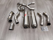TITANIUM MOTORCYCLE HALF EXHAUST SYSTEM for DUCATI SUPERSPORT 950 950S 2021+

Set include:

Mid Pipe
Link Pipe
Exhaust Slip Ons
Bracket
Material: Titanium + Stainless Steel

NOTE: Professional installation is required.

FEATURES:

Engineered Digital prototyping using 3D CAD design software, each car model chassis has been 3D laser scanned in the factor
Factory run all test cars on Italian 1200HP Dyno machine, to make the best performance design of exhaust
CNC bending machine accurately bends the tube accord