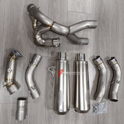 TITANIUM MOTORCYCLE HALF EXHAUST SYSTEM for DUCATI SUPERSPORT 950 950S 2021+

Set include:

Mid Pipe
Link Pipe
Exhaust Slip Ons
Bracket
Material: Titanium + Stainless Steel

NOTE: Professional installation is required.

FEATURES:

Engineered Digital prototyping using 3D CAD design software, each car model chassis has been 3D laser scanned in the factor
Factory run all test cars on Italian 1200HP Dyno machine, to make the best performance design of exhaust
CNC bending machine accurately bends the tube accord