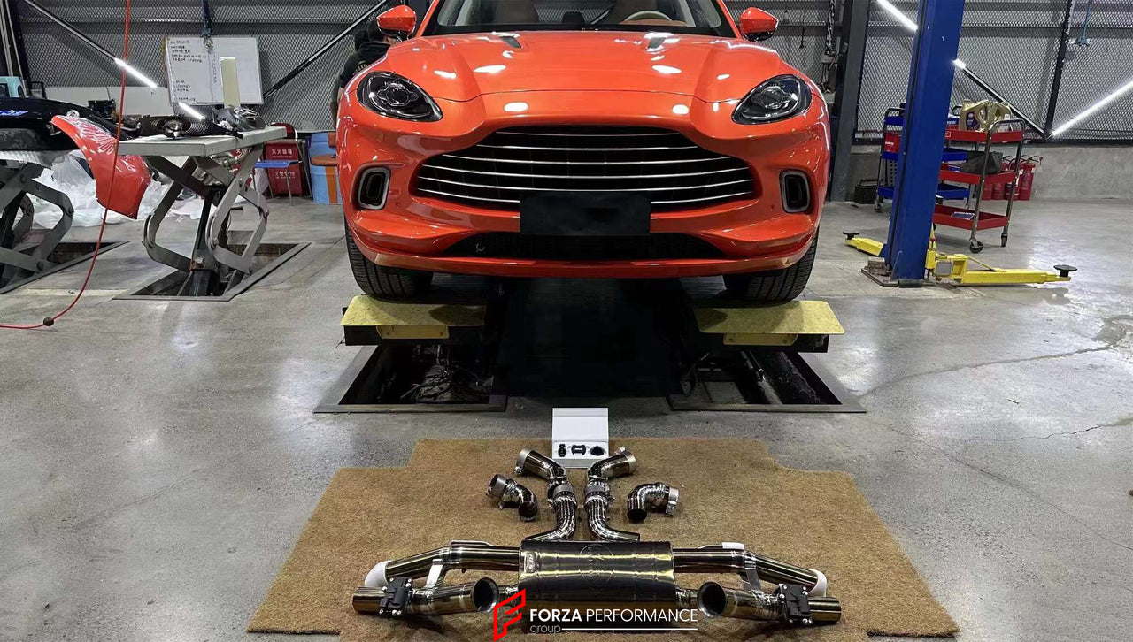 TITANIUM VALVED EXHAUST CATBACK MUFFLER for ASTON MARTIN DBX V8 4.0T  Set include:  Center Pipes Mufflers with valves Exhaust tips