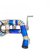TITANIUM VALVED EXHAUST CATBACK MUFFLER for LAMBORGHINI HURACAN EVO LP640-4 5.2T 2019+

Valved exhaust, meaning that has remote, controlled valves - allowing a switch between an aggressive loud sports sound and a sound that is closer to the OEM sound

Set includes:

Center Pipes
Muffler with valves
Exhaust tips

Factory exhaust tips must be reused

Material: Titanium

Optional: We can offer downpipe and catless downpipe

Production time: 10 days

FEATURES:

Engineered Digital prototyping using 3D CAD design