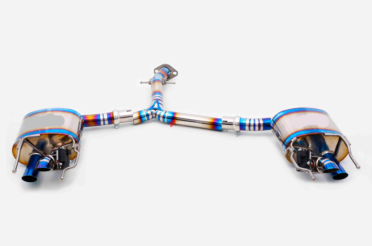 TITANIUM VALVED EXHAUST CATBACK MUFFLER for LEXUS IS F XE20 5.0T 2007 - 2014
Set includes:
Center Pipes
Mufflers with valves
Exhaust tips
Material: Titanium
Optional: We can offer downpipe and catless downpipe
Production time: 10 days
FEATURES:
Engineered Digital prototyping using 3D CAD design software, each car model chassis has been 3D laser scanned in the factory
Factory run all test cars on Italian 1200HP Dyno machine, to make the best performance design of exhaust
CNC bending machine accurately