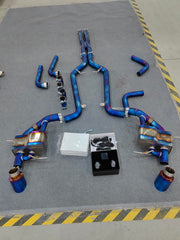 TITANIUM VALVED EXHAUST CATBACK MUFFLER for MASERATI GRANTURISMO M145 GT 4.2 4.7 WITH MC REAR BUMPER 2007 - 2019 FORZA PERFORMANCE Custom Fit

Set includes:

Upper X Pipe
Center Pipes
Mufflers with Valves
Exhaust Tips
Valve Control Box with Remote Control (you may also reuse your factory exhaust valve motors)
Material: Titanium

Production time: 10-15 days
