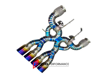 TITANIUM VALVED EXHAUST CATBACK MUFFLER for MCLAREN 765LT 4.0T 2020 - 2025
Valved exhaust, meaning that has remote, controlled valves - allowing a switch between an aggressive loud sports sound and a sound that is closer to the OEM sound
Set includes:
Center Pipes
Muffler with valves
Exhaust tips
Factory exhaust tips must be reused
Material: Titanium
Optional: We can offer downpipe and catless downpipe
Production time: 10 days
FEATURES:
Engineered Digital prototyping using 3D CAD design software, e