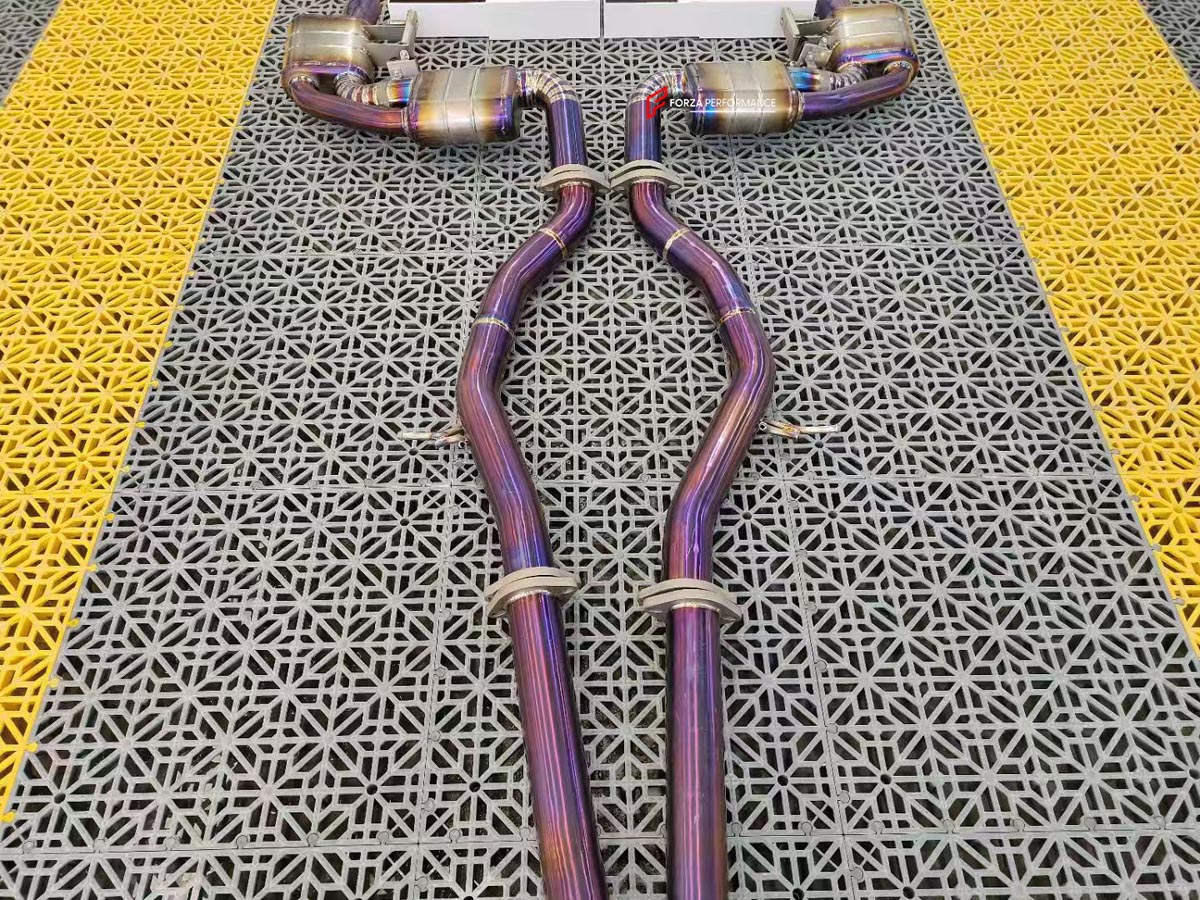 TITANIUM VALVED EXHAUST CATBACK MUFFLER for MERCEDES BENZ S CLASS COUPE C217 S550 4.7T 2015 - 2017 FORZA PERFORMANCE Custom Fit

Set includes:

Center Pipes
Resonators
Left Valved Bypass Muffler with Exhaust Tips
Right Valved Bypass Muffler with Exhaust Tips
Electronic Valve Actuators
Valve Control Box with Remote Control (you may also reuse your factory exhaust valve motors)
Material: Titanium

Production time: 10-15 days
