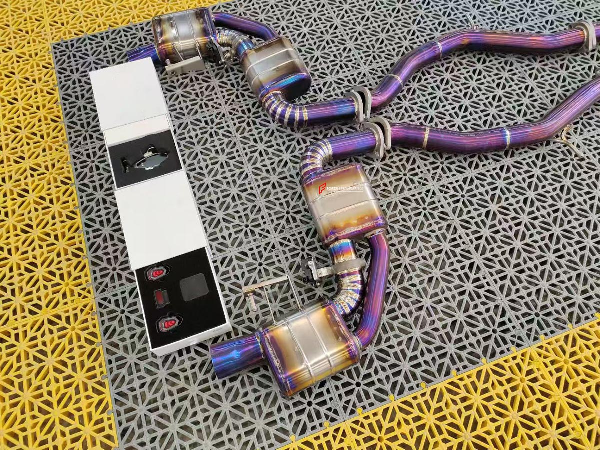 TITANIUM VALVED EXHAUST CATBACK MUFFLER for MERCEDES BENZ S CLASS COUPE C217 S550 4.7T 2015 - 2017 FORZA PERFORMANCE Custom Fit

Set includes:

Center Pipes
Resonators
Left Valved Bypass Muffler with Exhaust Tips
Right Valved Bypass Muffler with Exhaust Tips
Electronic Valve Actuators
Valve Control Box with Remote Control (you may also reuse your factory exhaust valve motors)
Material: Titanium

Production time: 10-15 days
