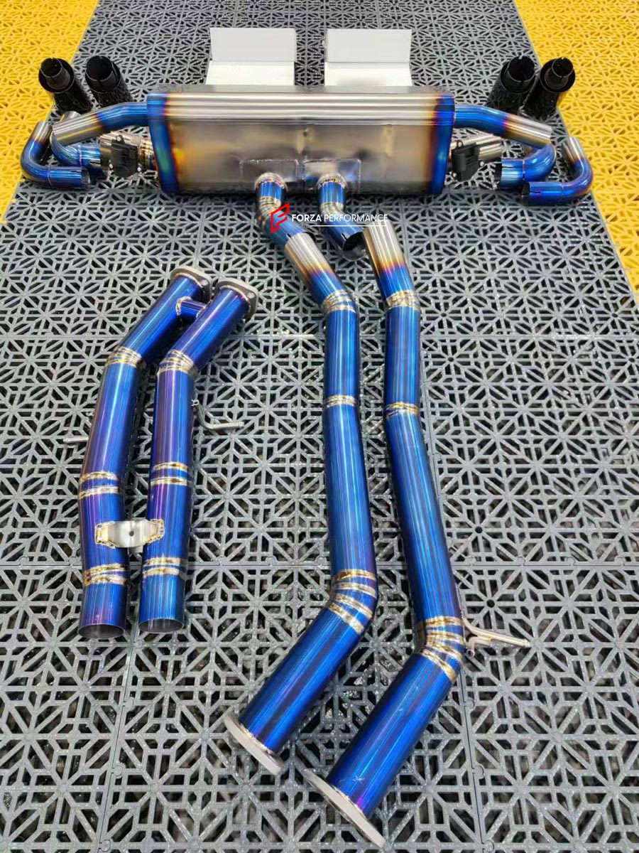 TITANIUM VALVED EXHAUST CATBACK MUFFLER for PORSCHE CAYENNE COUPE 9YB 3.0T 2019 - 2023 FORZA PERFORMANCE Custom Fit

Set includes:

Center Pipes
Valved Bypass Muffler with Exhaust Tips
Electronic Valve Actuators
Valve Control Box with Remote Control (you may also reuse your factory exhaust valve motors)
Material: Titanium

Production time: 10-15 days
