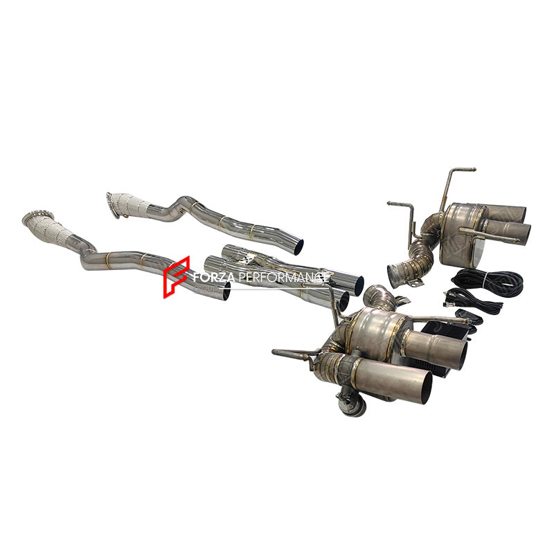 EXHAUST DOWNPIPE for FERRARI F12 BERLINETTA 6.3T 2012 - 2017 812 SUPERFAST 6.5T 2017 - 2023

Set includes:

Downpipes
Midpipe with X Pipe
Valved Bypass Mufflers
Electronic Valve Remote Control

Production time: 15 working days

Material: Titanium

Optional:&nbsp;We can offer downpipe and catless downpipe

NOTE: Professional installation is required.

FEATURES:

Engineered Digital prototyping using 3D CAD design software, each car model chassis has been 3D laser scanned in the factor
Factory run all test car