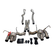 EXHAUST DOWNPIPE for FERRARI F12 BERLINETTA 6.3T 2012 - 2017 812 SUPERFAST 6.5T 2017 - 2023

Set includes:

Downpipes
Midpipe with X Pipe
Valved Bypass Mufflers
Electronic Valve Remote Control

Production time: 15 working days

Material: Titanium

Optional:&nbsp;We can offer downpipe and catless downpipe

NOTE: Professional installation is required.

FEATURES:

Engineered Digital prototyping using 3D CAD design software, each car model chassis has been 3D laser scanned in the factor
Factory run all test car
