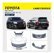 BODY KIT for TOYOTA LAND CRUISER 200 LC 200 2008-2014

Set includes:

Front Bumper Assembly
Fender Flares
Roof Spoiler
Rear Bumper

Exhaust Tips

Material: Fiberglass

NOTE: Professional installation is required