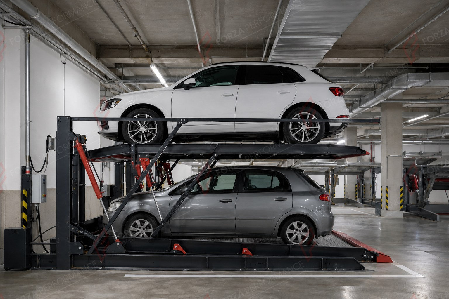 TP-200 Tilting Two-Post Garage Parking Lift - 2,000 kg Car Stacker - elevador hidráulico para coches / stockage de véhicules
