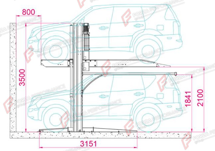 TP-270 Two-Post Garage Parking Lift - 2,700 kg (5,950 lb) Car Stacker - elevador hidráulico para coches / stockage de véhicules