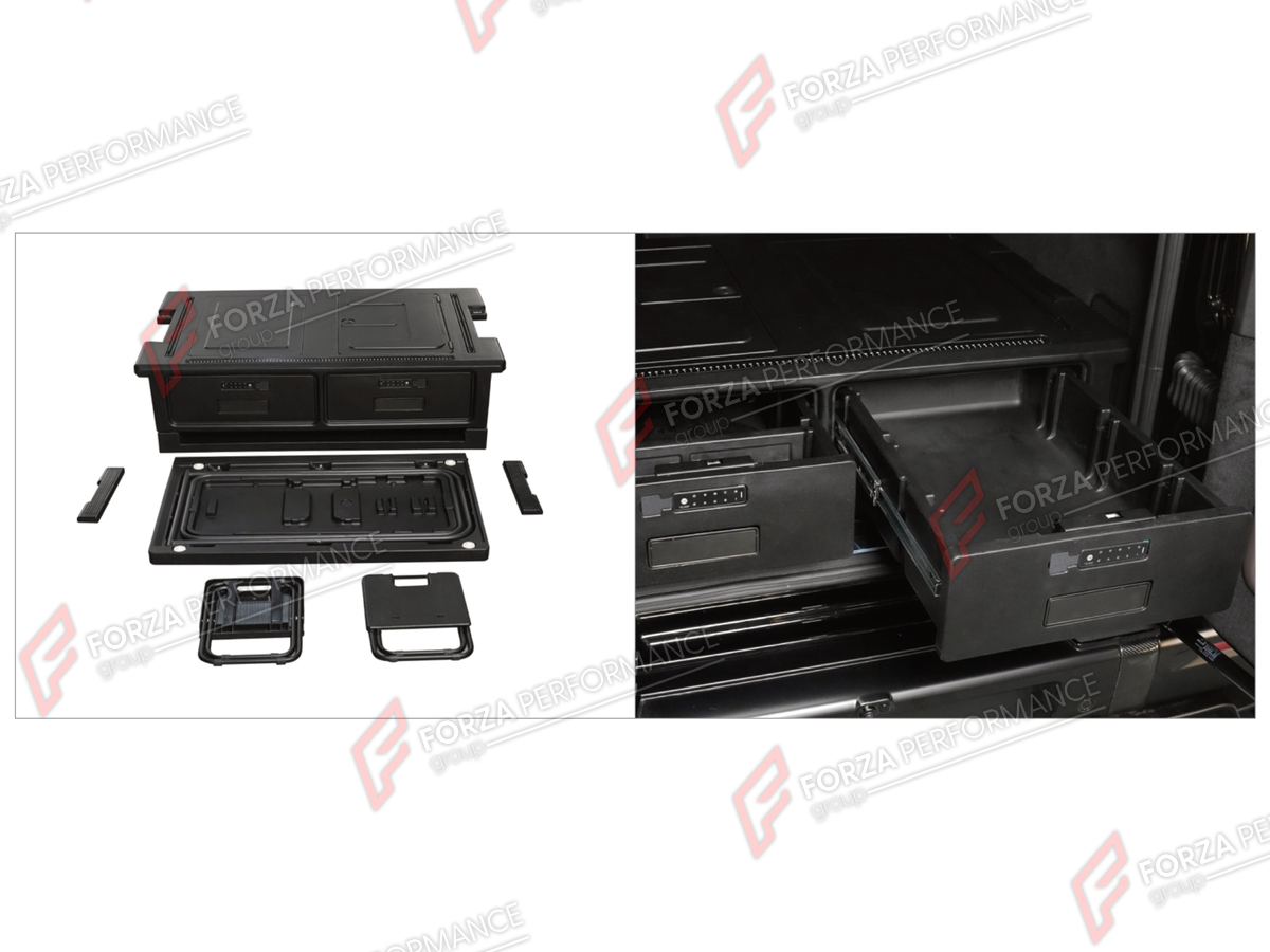 TRUNK STORAGE BOX for MERCEDES-BENZ G-CLASS W464 G63 G350 G350D G400D G500 G550 2019 - 2024

Set includes:
Trunk Storage Box

Material: Plastic

NOTE: Professional installation is required.