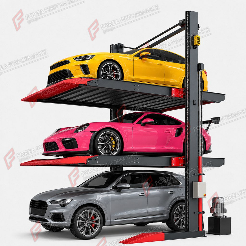 TTS-3 Triple Stacker Garage Parking Lift - 3-Car Storage, 2,300 kg per Level - elevador de coches / parking 3 niveaux