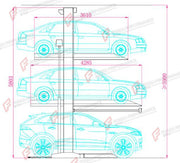 TTS-3 Triple Stacker Garage Parking Lift - 3-Car Storage, 2,300 kg per Level - elevador de garaje / stockage de véhicules
