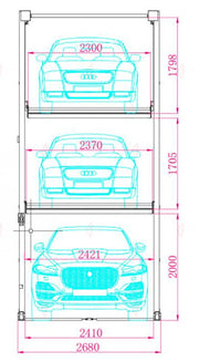TTS-3 Triple Stacker Garage Parking Lift - 3-Car Storage, 2,300 kg per Level - aparcamiento en garaje / élévateur de garage