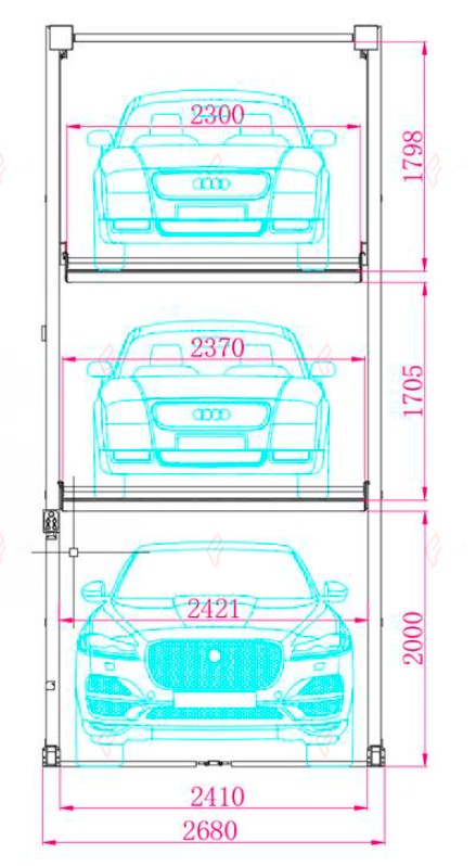 TTS-3 Triple Stacker Garage Parking Lift - 3-Car Storage, 2,300 kg per Level - aparcamiento en garaje / élévateur de garage